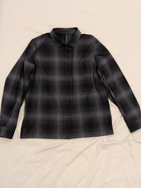 *NEW* Lululemon Men's Brushed Woven Black Plaid Overshirt Medium M